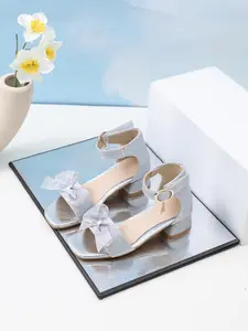2026 Spring Summer New Girl's Bow Princess Mid-Heel Bow Decorated Sandals, Soft Bottom Anti-Slip Shoes, Cute Butterfly Design, PU Upper Material