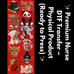 Cute Crochet DTF Transfer Bundle | Look Lover, Books & Coffee, Teddy & Cow | Ready to Press