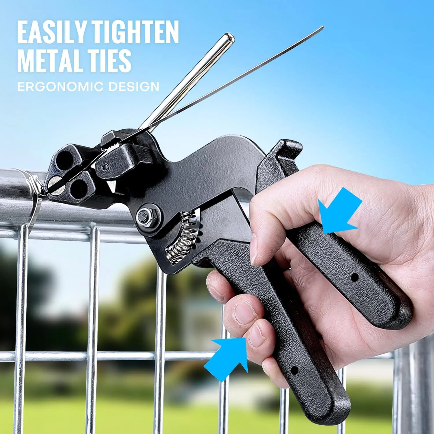 Tie Gun Kit, Specialized Tool For Tightening And Cutting Stainless Steel Cable Ties, Comes With 200 Pcs Of Uv-Resistant Heavy-Duty Metal zip Ties And Industrial Scissors.