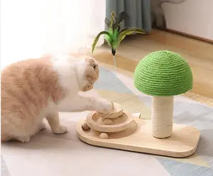 Dual Sisal Scratching Post with Balls, Cat Scratching Post for Feline Claw Care, Sisal Scratching Posts