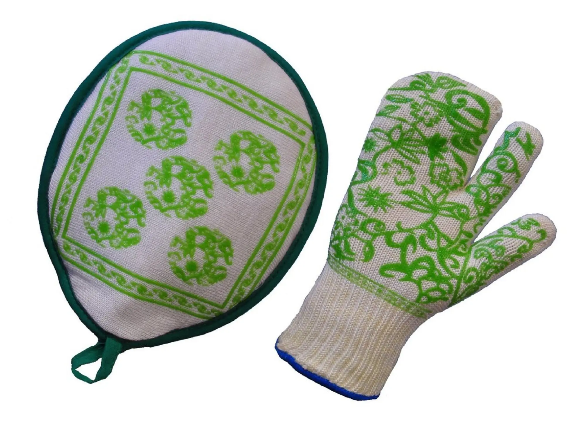 G & F 1688 Dupont Nomex & Kevlar Heat-Resistant Heatproof Durable Kitchen Oven Gloves, 3-Finger Pot Holder Set for Cooking, Baking