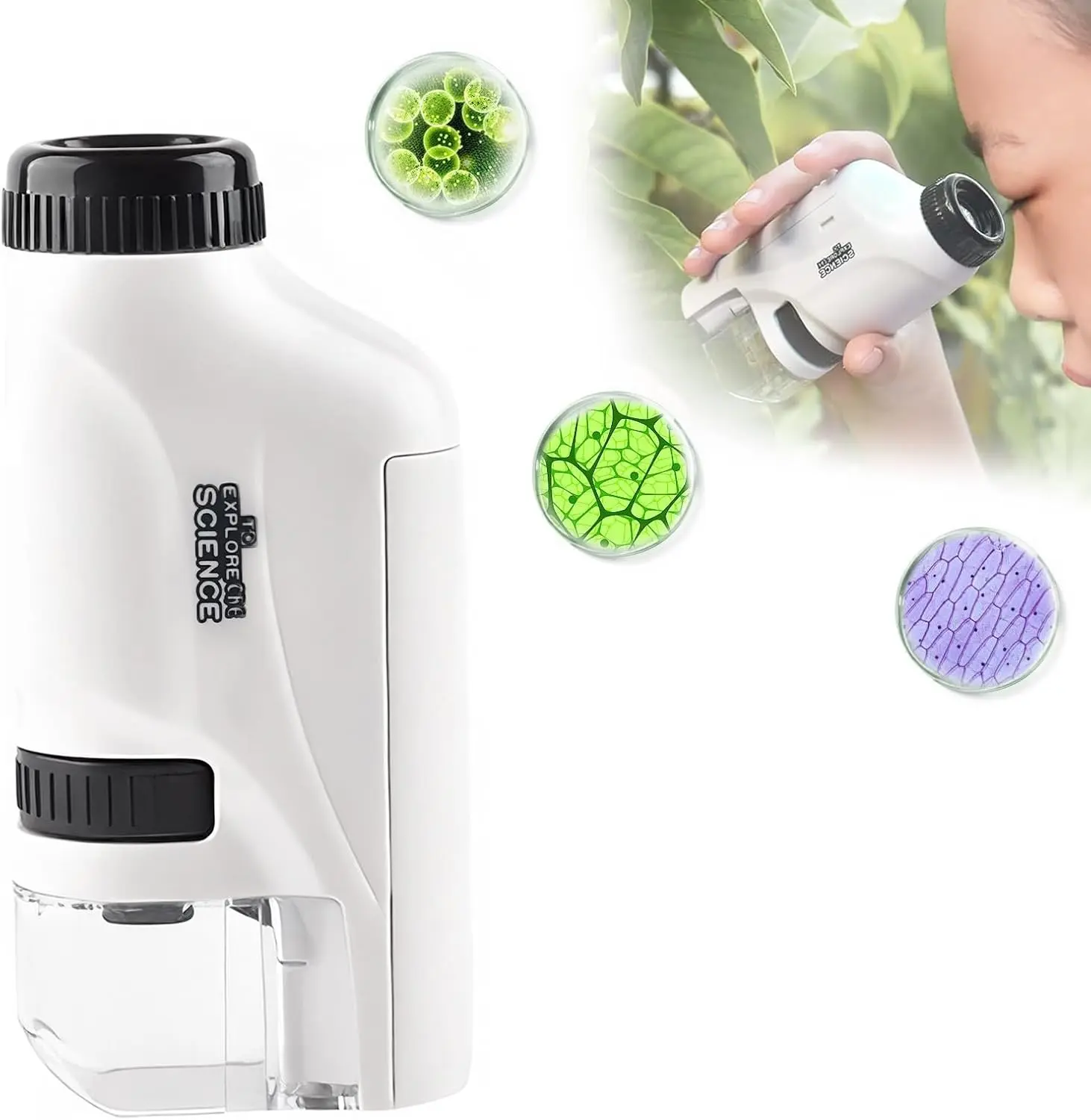 Mini Microscope 60x-120x LED Lighted Portable Handheld Pocket Microscope Science Gifts