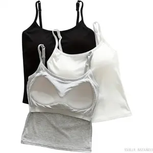 Women's 3 Pack Shelf Bra Camisole Scoop Neck Spaghetti Strap Tank Top Ribbed UndershirtsXXALUE BAZAAR11