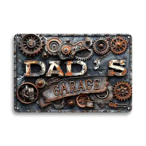 Vintage Dad's Garage Metal Sign, Vintage Garage Signs, Retro Industrial Mechanical Style Sign, Antique Craft Wall Decor, Ideal Gift for Dad, Perfect for Home, Farmhouse