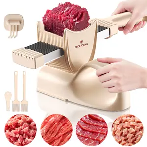 【ONCE FOR ALL】 Manual Meat Slicer, Adjustable 2mm/4mm Cutter for Slicing, Shredding & Dicing Beef, Pork, Chicken, Salmon - Safe, No Blade Change, Easy Clean Kitchen Tool Utensils