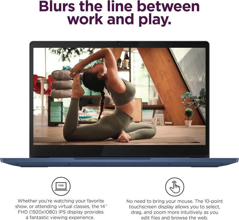 Lenovo Chromebook 14 Touchscreen Laptop, 8-Core 2.0GHz Processor, 4GB RAM, 64GB eMMC, Anti-Glare, 13-Hr Long Battery Life, Webcam, Chrome OS w/Google AI, Blue