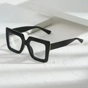 Retro Square Blue Light Blocking Glasses for Women Men, Wide Full Rim Lightweight PC Frame Eyeglasses with UV Protection, Stylish Computer Glasses for Work, Gaming, Reading & Daily Wear tiktokshopspringglowup