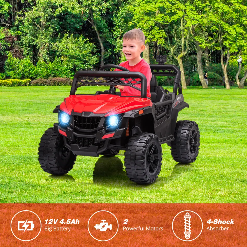12V Kids Electric Ride-On Truck with Parental Remote Control, 3-8 Years Old Battery Powered Toy Car, Spring Suspension & Safety Features