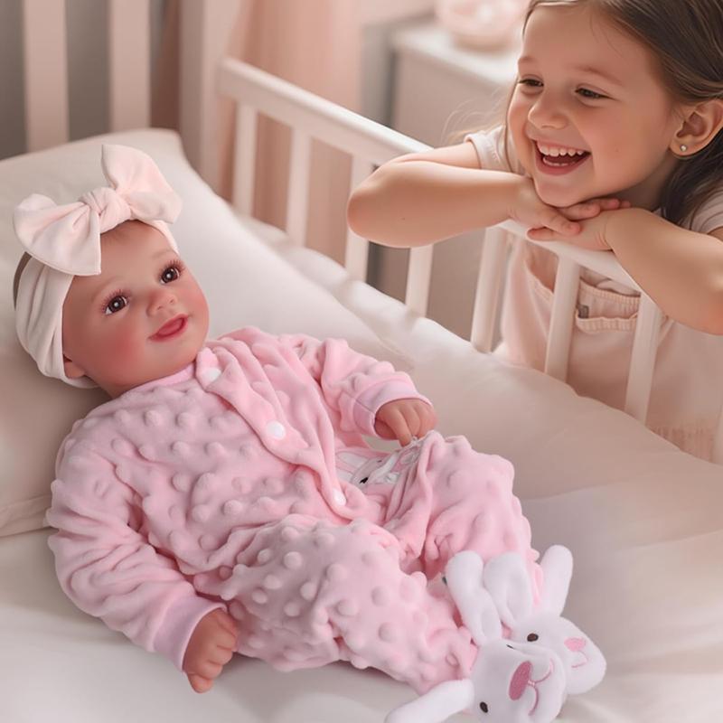 BABESIDE Reborn Baby Dolls Sunny - 17Inch Realistic Baby Doll with Soft Fabric Body Cute Face Poseable Smiling Doll Real Life Baby Dolls with Complete Accessories for 3+ Years Old Gift