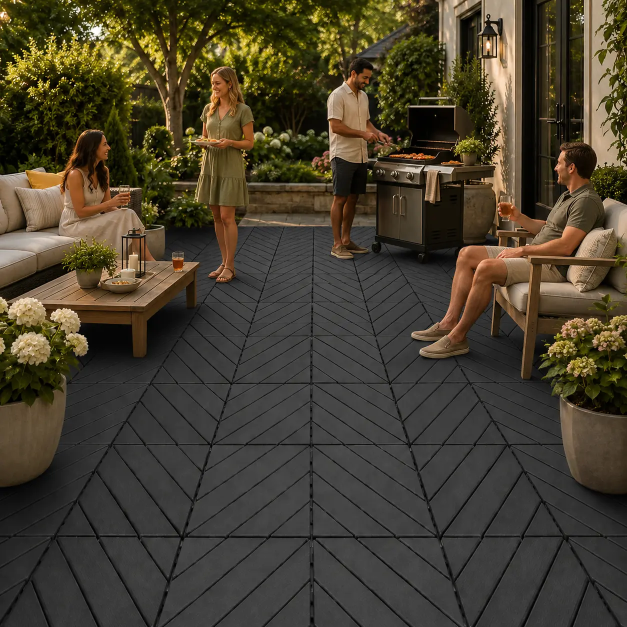 1Box(1 Box=44 Pcs=44 Sqft)) Square Interlocking Deck Tiles - 12"x12" Snap-Together Click-Parquet System, Quick Installation, Easy Clean, Easy to Clean, Outdoor/Indoor Use for Porch, Indoor Balcony, Exterior Panels, Microfiber Bath Rug Cladding