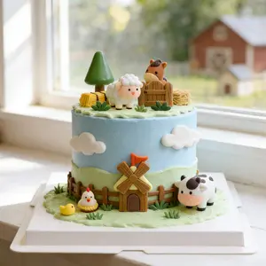 Cute Farm Animal Cake Decorations Set, Mini Horse Cow Sheep Bakery Accessories, Full Set for Kids Birthday Dessert Table