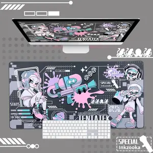 Splatoon-Inspired Gaming Mousepad - Kawaii Anime Gaming Desk Mat - Chibi Inkling Artwork - Extra Large Mouse Pad