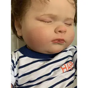 TopLink 60cm 24inch Realistic Soft Vinyl Reborn Sleeping Boy Baby Doll with Hand-Painted 3D Skin and Veins Cute Dress Up Toy Child Birthday Gift Soft Stuffed Doll Clothes Set Doll Doll Accessories