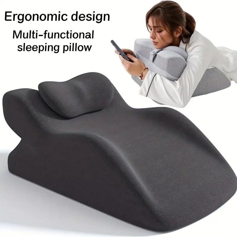 Reading Pillows Ergonomic Memory Foam Bed Pillow - Multi-Purpose Backrest / Stomach Pillow / Lounge Pillow with Neck & Back Support, Removable Washable Cover for Sleeping, Reading & Office Use, Birthday Gift