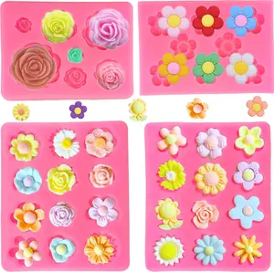 4Pcs Silicone Flower Molds, Non-Stick Rose & Daisy Fondant Chocolate Molds for Dessert Cake Decorating, Cupcake Topper, Cake Pop, Candy - Home Improvement.