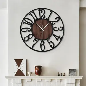 Large Wall Clocks,Silent,Non Ticking, Operated Small  Round Modern  Wall Clock for Living Room, Bedroom,Kitchen,Farmhouse,Office Decor-13.5 Inch(Black-Arabic Number)