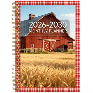 From January 2026 to December 2030, 5-Year Monthly Planner Notebook, Autumn Harvest Farm Themed Cover Design Notebook, Annual Calendar Planner, Month Labels, 60-Month Calendar, 13.97 X 21.08 cm