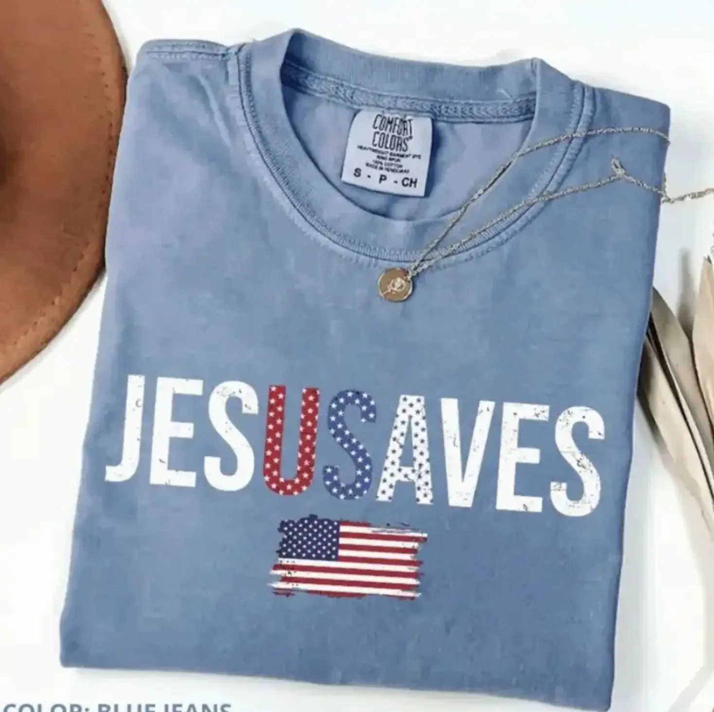 Comfort Colors Jesus Saves Shirt, Christian Patriotic USA Flag Tee, Faith Based 4th Of July Religious T-Shirt, Trending 4th Of July Day Tee, Casual Outfit, Comfortable Menswear & Womenswear Top, Perfect Gift For Men And Women