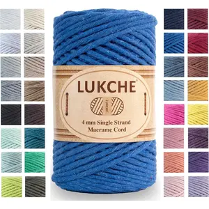 4mm 1 Skein 82 Yards Single Strand Colored Cotton Macrame Cord Rope for Wall Hanging Plant Hangers Crafts Knitting Royal Blue