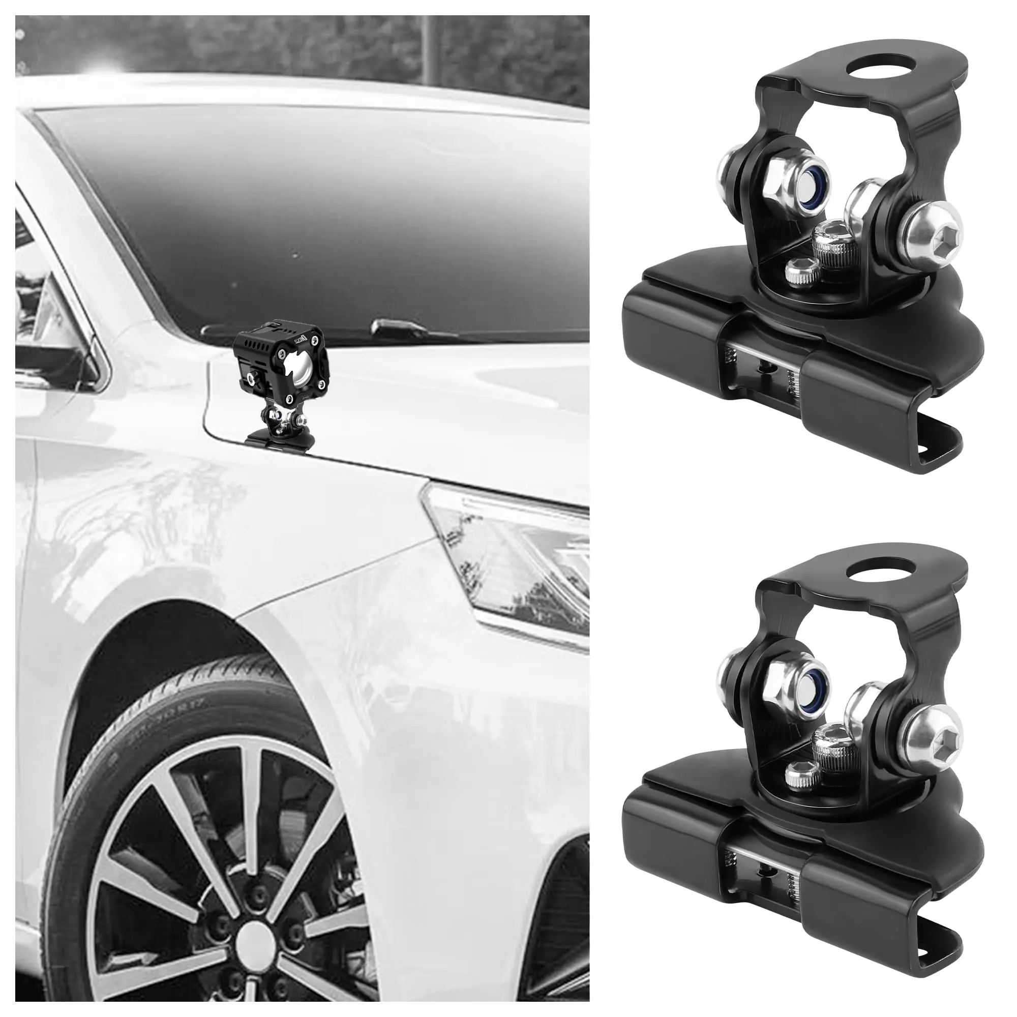 LED Light Bar Mounting Brackets (2-Pack) – Adjustable Hood & Grill Mount Brackets for Car, Truck & SUV, Stainless Steel