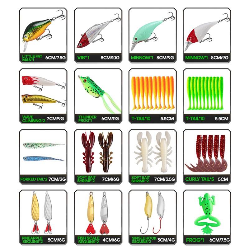 18/43/165/361/604pcs Fishing Lures Kit Soft Lure And Hard Baits Set Metal Jig Sea Fishing Accessories  Artificial Wobblers Fishing Gear Set
