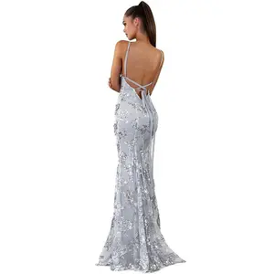 2025 Dress V-neck Brace Backless Sequined Lace-up Gown Ball Gown Formal Womenswear Comfort Workwear Minimalist Basic Wine Red Sleeveless wedding guest dresses spring wedding guest dress slim outfit church  outfits Beaded Off-Shoulder Slim elegant sequin