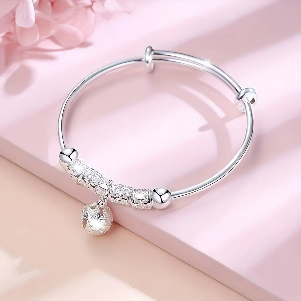 European And American Fashionable Palace Classic Elegant Jewelry Adjustable Silver-plated Silvery Bracelet Hypoallergenic Gift For Wife Family Daily Wear Casual Style Mother's Day Valentine's Day Present Unisex