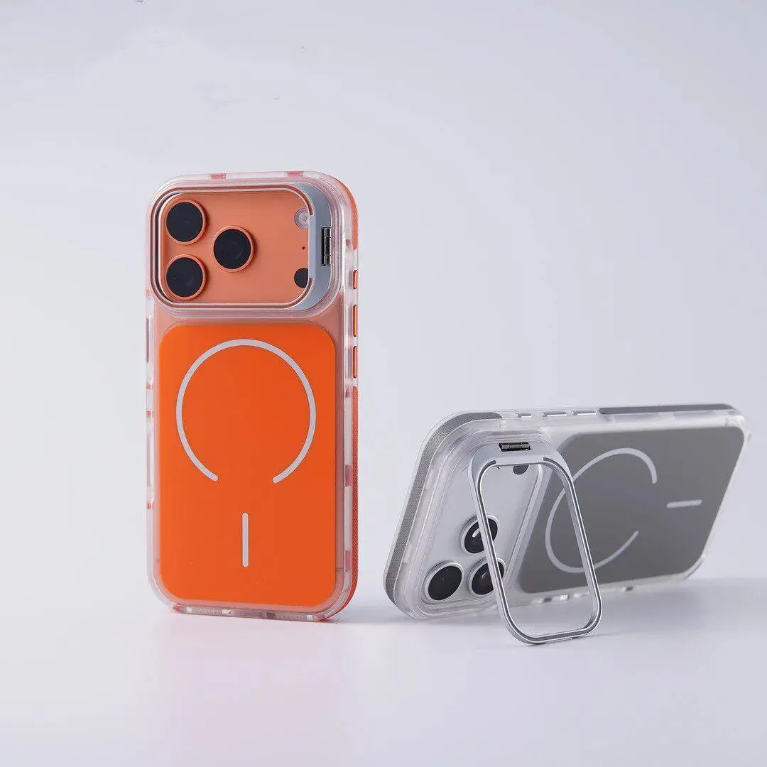 Magnetic Case for iPhone 17 Air 16 15 14 13 12 Pro Max Plus Soft Touch Matte Non-Slip Frame with Built-in Kickstand & MagSafe Compatible Design anti-fall mobile phone case