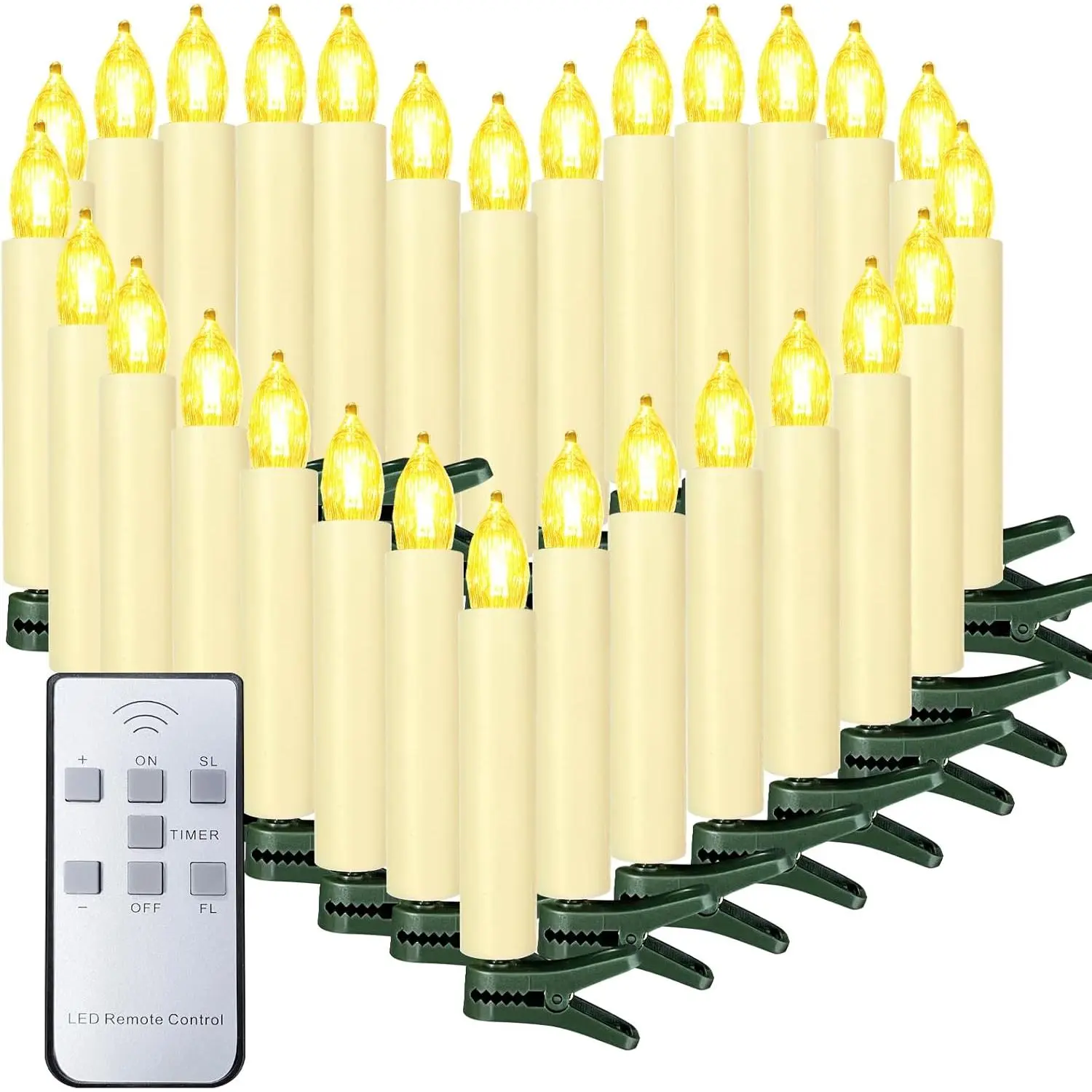 30 count LED Flameless Candles  Operated Christmas Tree Candles with Remote, Button Cell , Timer, Dimmer  Candle Flickering Warm Light Window Candle Christmas  Decor