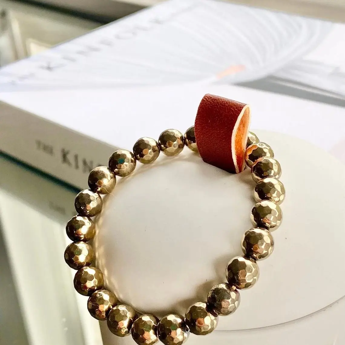 8mm Faceted Pyrite Crystal Bead Bracelets