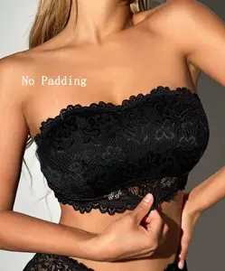 Floral Lace Bandeau Bra Lingerie for Women - Perfect for Bodysuits - Womenswear