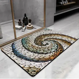 Pebble Pattern Bath Mat, Bath Rug, 1 Count Modern Rectangle Non-slip Bathroom Mat, Soft Absorbent Bathroom Floor Mat for Home Dormitory Hotel Decor