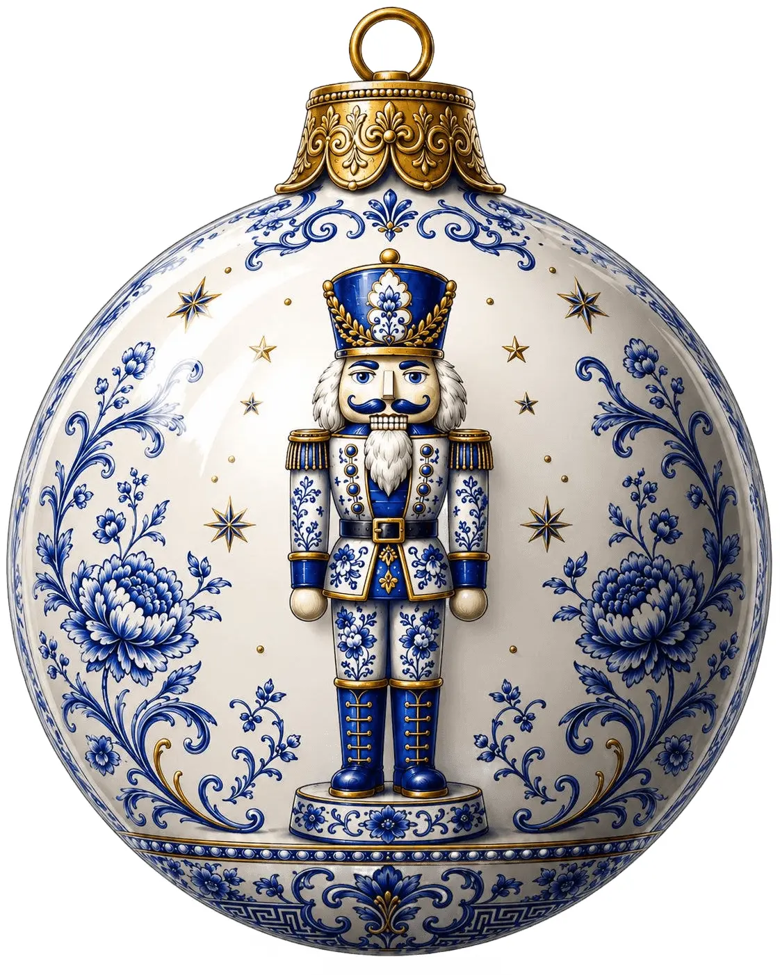 Blue & White Delft Nutcracker, PS-W-0267-DH-22, 22in Door Hanger, Wood Door Hanger