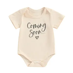 Newborn Baby Girl Boy Summer Clothes Short Sleeve Letter Print Bubble Romper Oversized T-Shirt Bodysuit Top Outfit