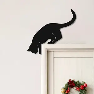 1 Piece Black Cat Climbing Wall Metal Door Corner Decoration, Festival Wall Ornament, Art Wall Decoration, Suitable for indoor spaces, it enhances room decor and serves as an ideal choice for holiday gifts and home decorations