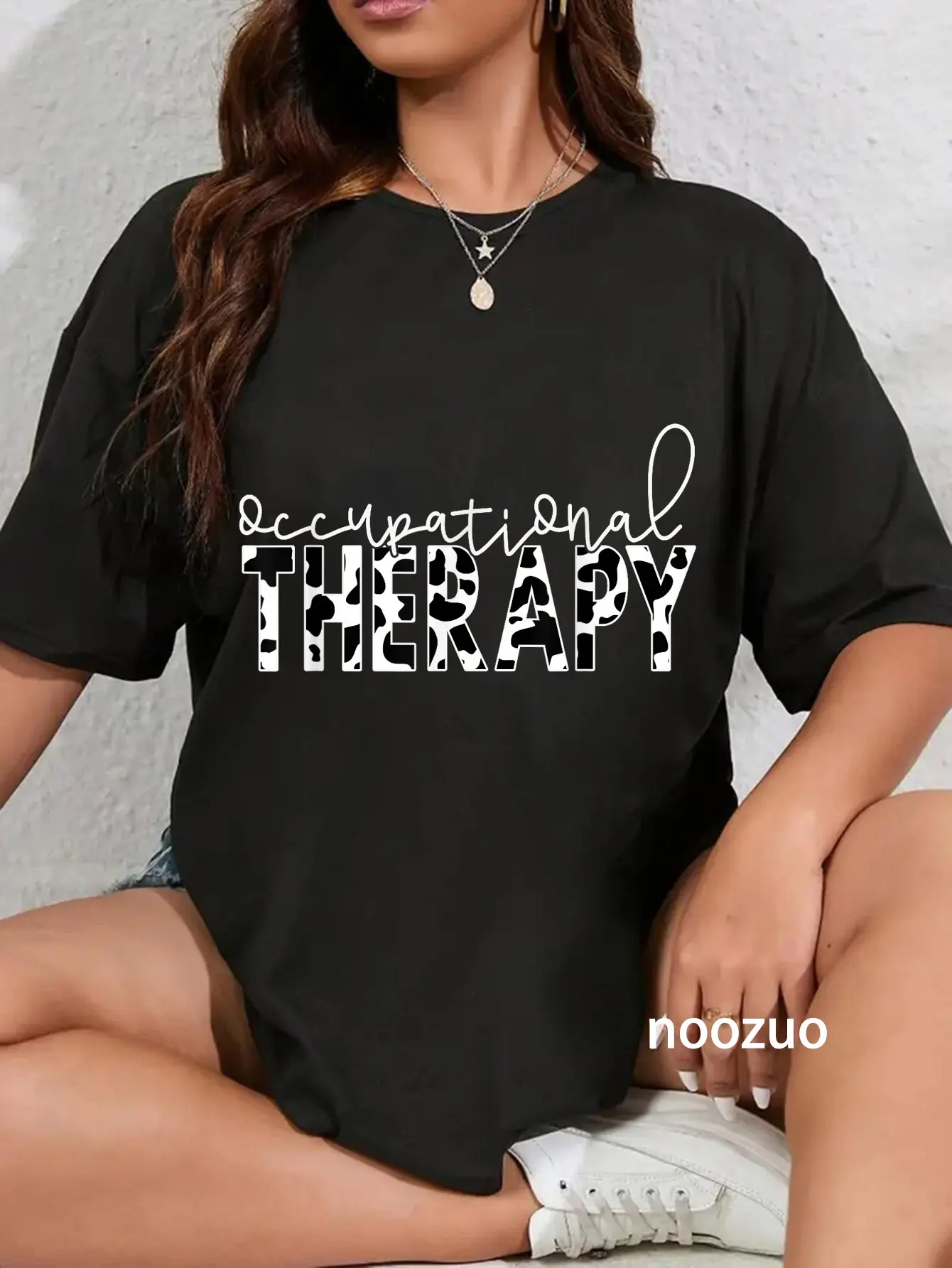 Women's Funny Cow Graphic T-Shirt, Casual 100% Cotton Streetwear Top, Gift for OT Occupational Therapists