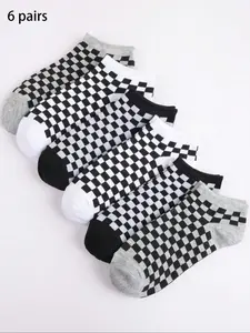 Women's Plaid Print Ankle Socks, Casual Moisture Wicking Low Cut Socks, Soft Comfy Breathable Socks for All Seasons Daily Wear Sock Set