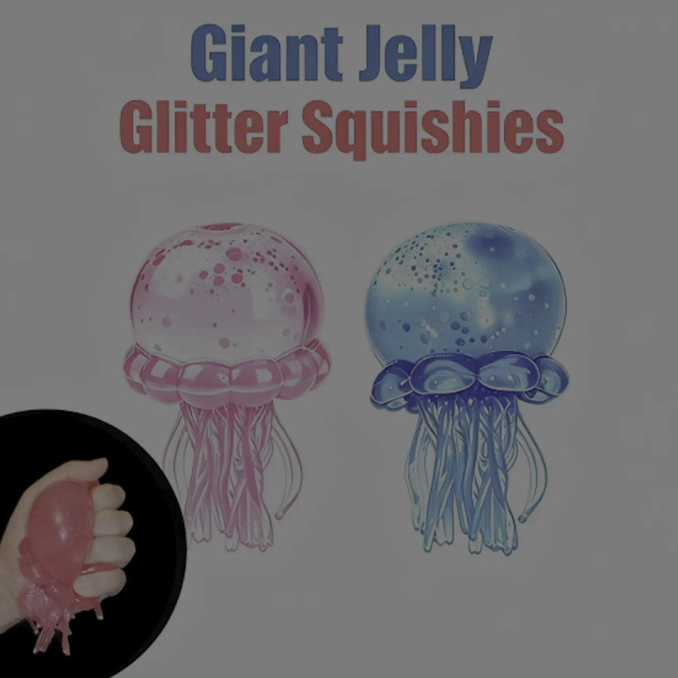 Glitter Jellyfish Squishy Toy - 140g Sky Blue Soft Gel-Filled Unisex Handheld Sensory Toy, 2.4 Inch* 2.4 Inch* 3.9 Inch Stretchy Texture, Maltose Filling Stress Relief Gift for Long Meetings