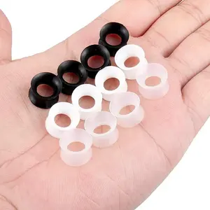 Silicone Flesh Tunnels 6 Pairs Ultra Thin Silicone, Ear Skin Flexible Flesh Tunnel Expander, Ear Stretching Gauge Earlets Plug Gauges Kit Retainer, Sizes 6G/4mm to 20mm 3 Colors Black White Clear