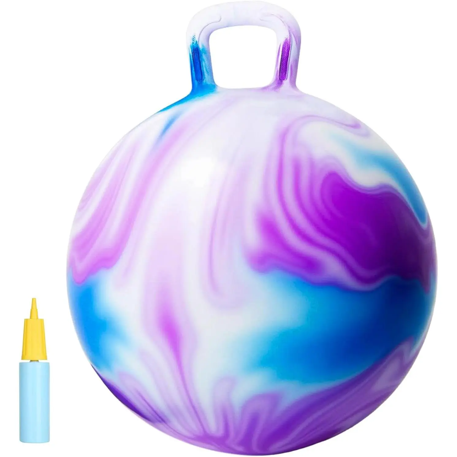 18-Inch Manual Hand-Powered Cartoon Inflatable Hopper Ball with Handles & Pump, Unisex Ages 3-6 Kids' Outdoor Sports Jumping Toy for Balance Skill & Motor Development