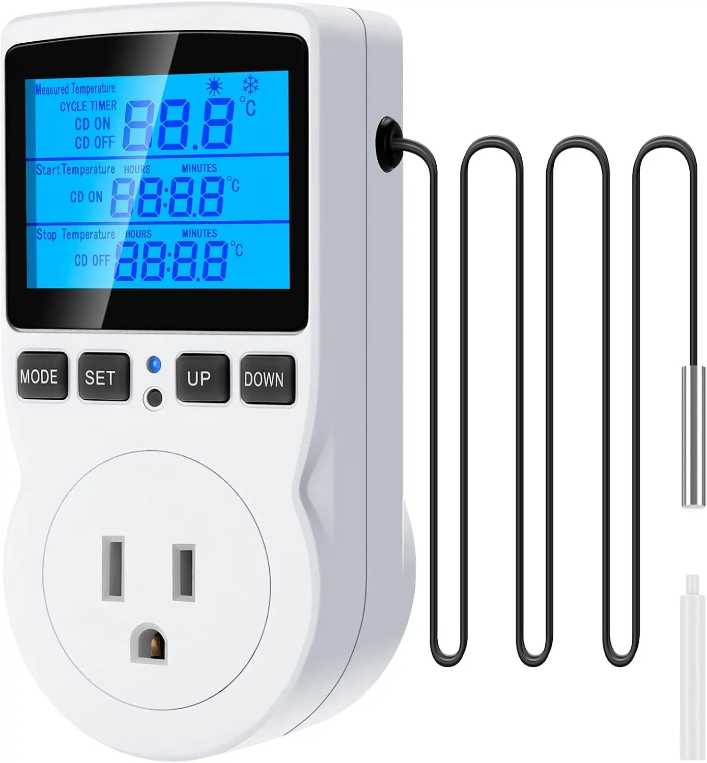 Digital Temperature Controller Thermostat Timer - Reptile Thermostat Controller Day Night Timer 1800W 120V 15A Temperature Controlled Outlet Plug Heating Cooling Control with Sensor （TC816）