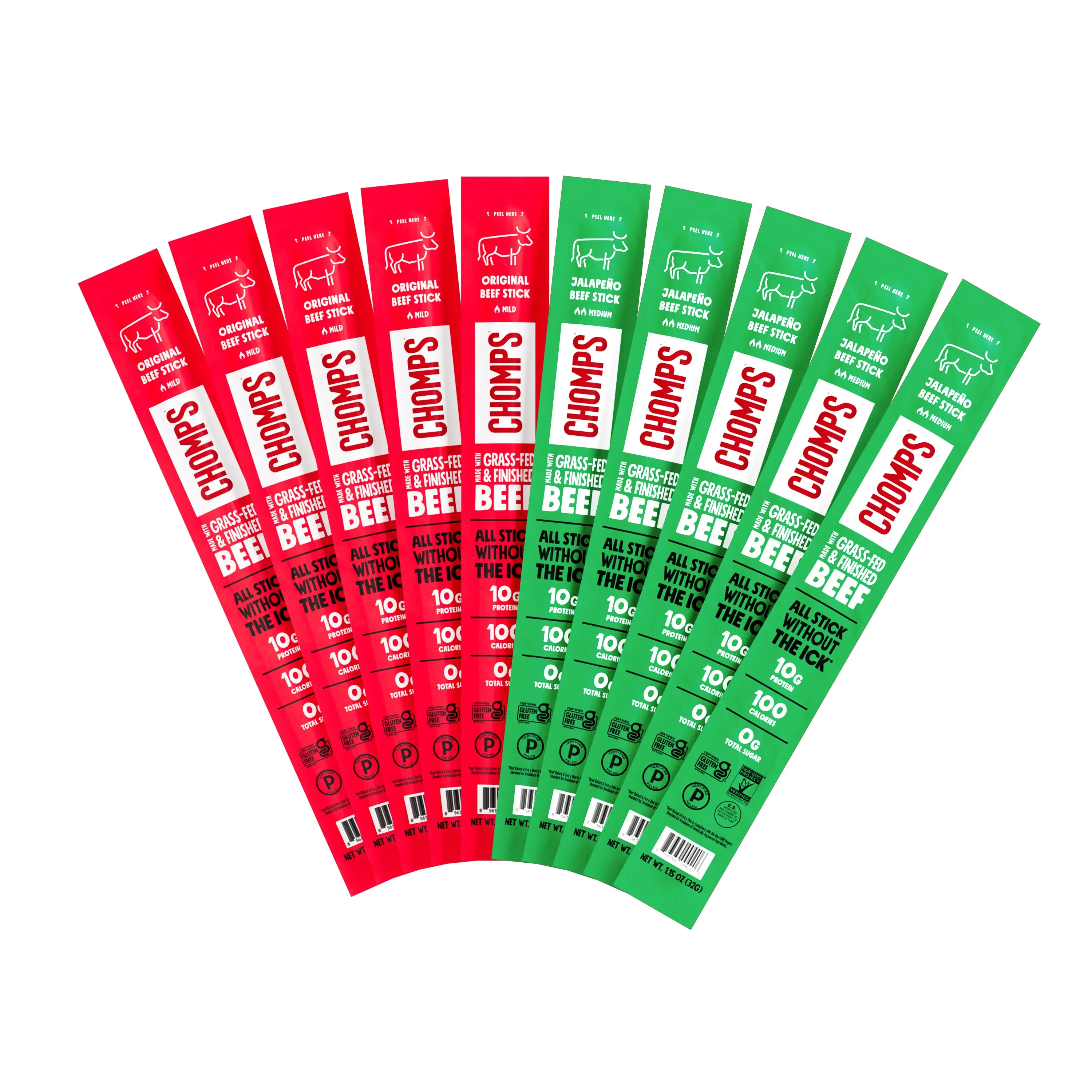 Chomps Original Beef & Jalapeno Beef Variety Pack, 10 Count Protein Snacks, Jerky Sticks Chomps Original Beef & Jalapeno Beef Variety Pack, 10 Count Protein Snacks, Jerky Sticks
