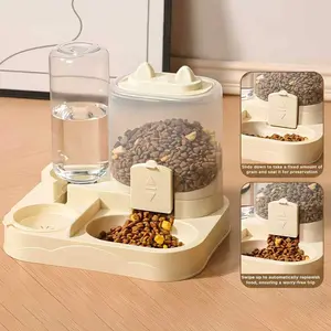 Gravity Cat Feeder Waterer Set, Automatic Pet Food and Water Dispenser for Small Medium Pets, Travel Holiday Home Use