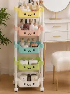 3-Tier White Storage Cart | Durable Plastic Material + 360° Swivel Wheels | Multi-Scene Storage For Kitchen/Bathroom/Bedroom, Space-Saving Basket Tray Organizer