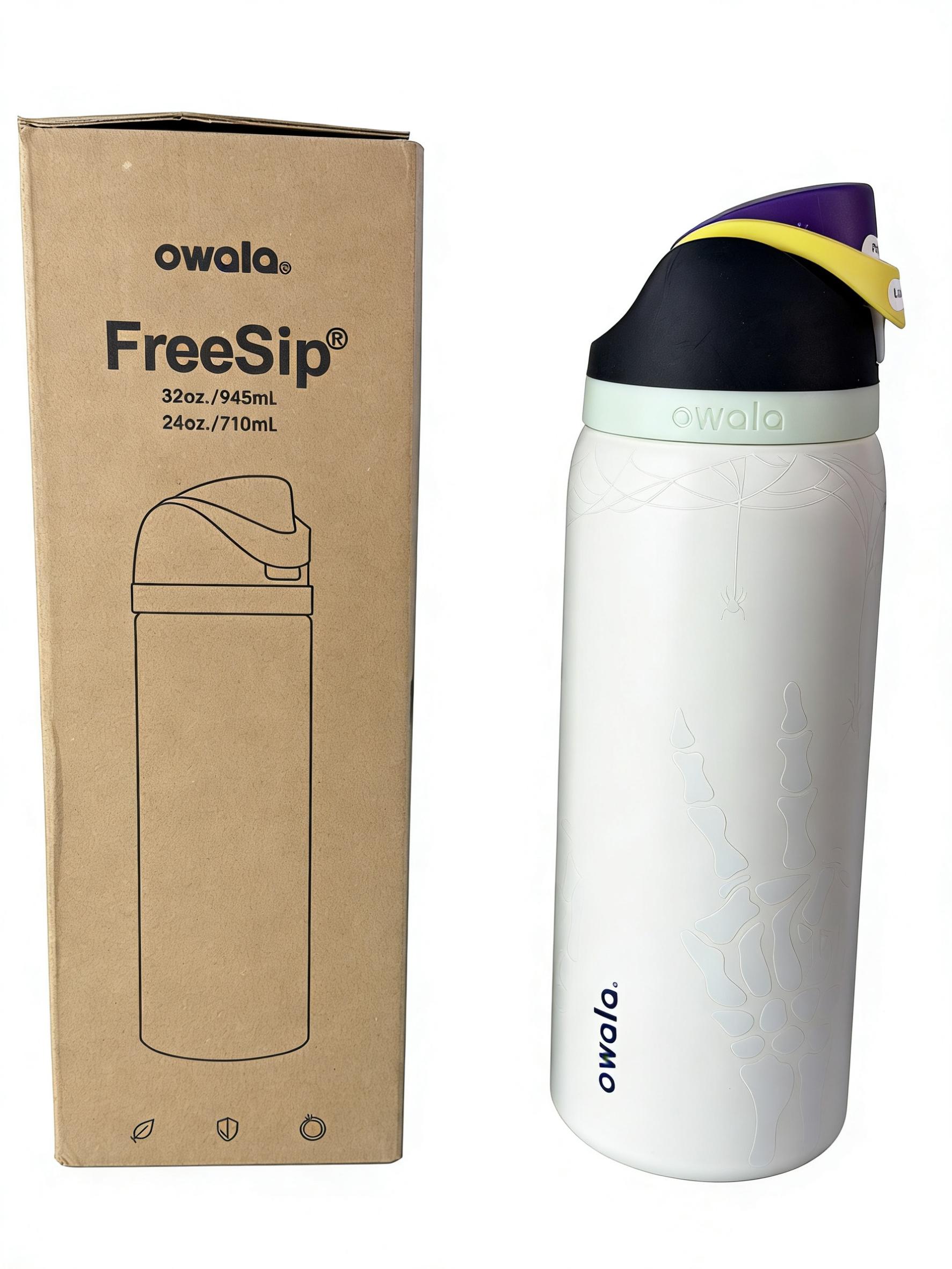Owala Spooky Glow-in-the-Dark FreeSip 32oz WaterBottle Skeleton Hand Insulated Stainless Steel Tumbler Halloween Edition Portable Lid Drinkware Flasks Mug Bottled