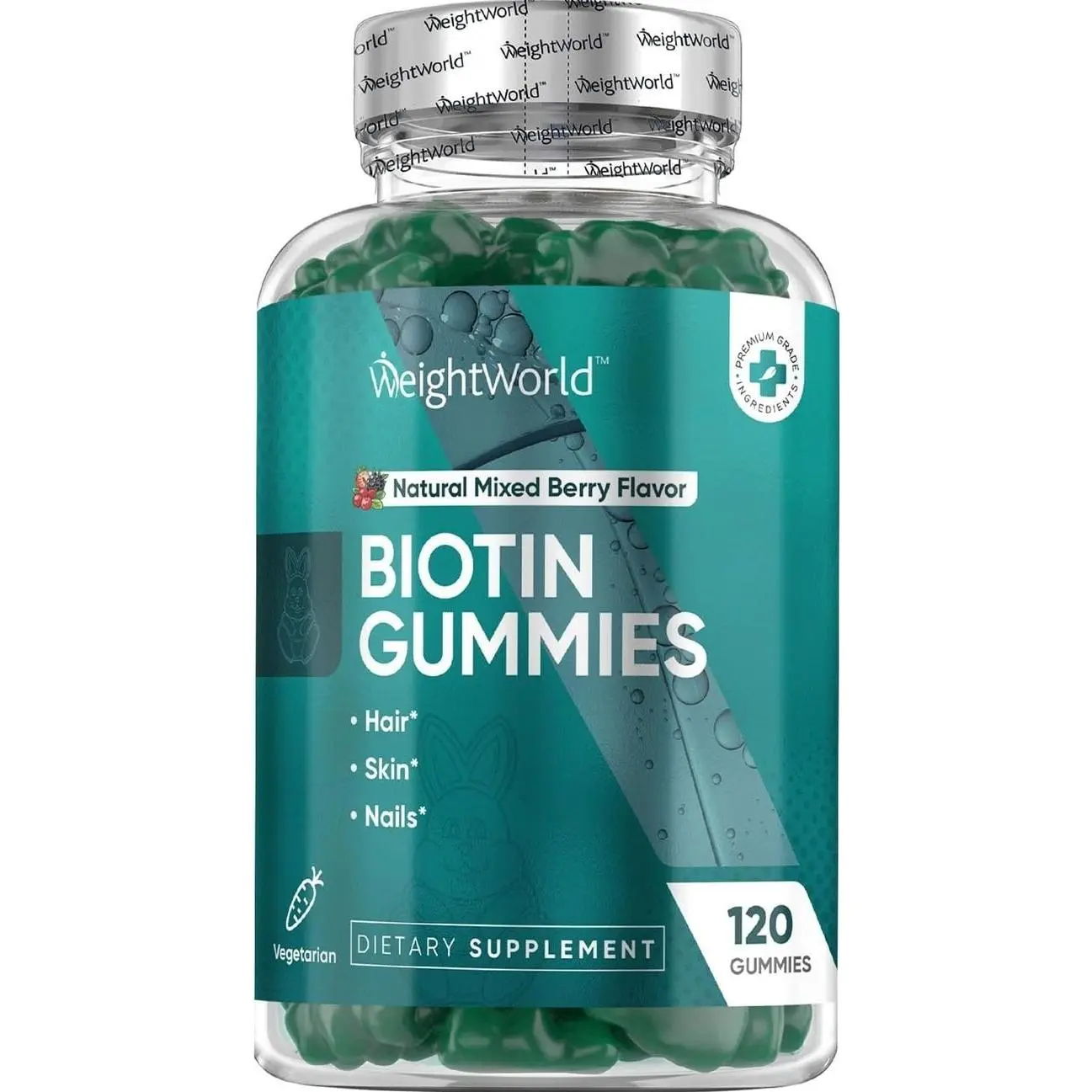 WeightWorld Biotin Hair Skin and Nails Gummies- 120 Count - Biotin for Hair Growth Women & Men - Biotin Gummies 5000mcg with 13 Essential Nutrients - Vegetarain - Non-GMO - Gluten-Free - Lactose-Free
