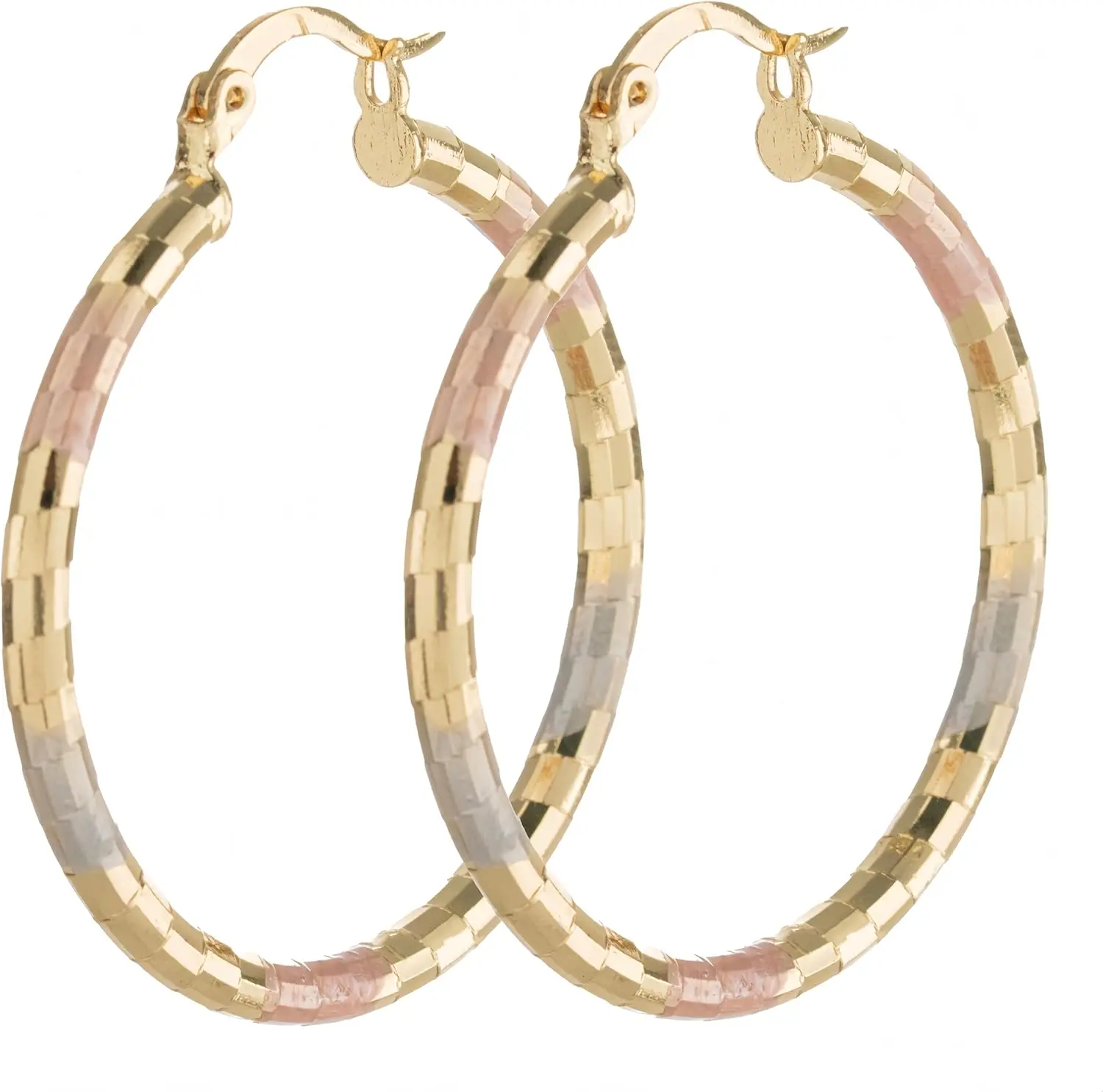 18K Gold Plated Thick Hollow Tube Pink & Blue Painting Hoops Large Earrings for Women, Hypoallergenic Chunky Lightweight Earring, Bohe Elegant Hoop Earrings, Statement Jewelry Gifts Party Fashion Hot