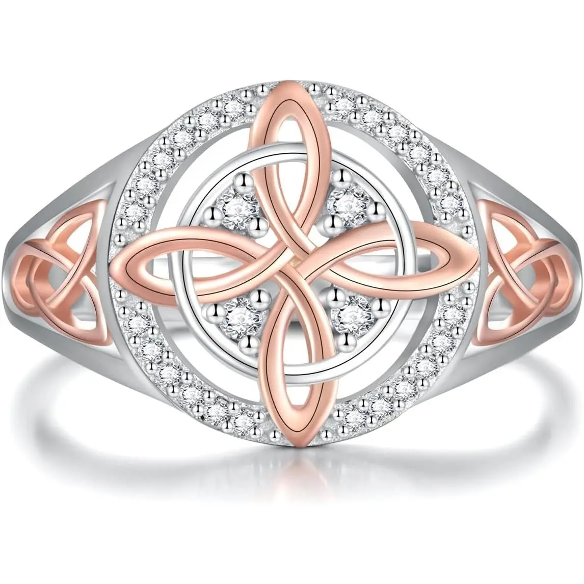 Celtic Witches Knot Cubic Zirconia Ring - Sparkling CZ-Inlaid Symbolic Protection Witchy Costume Jewelry, Daily Wear Fashion Accessory, Valentine's Day Gift, Cubic Zirconia Jewelry, Costume Jewelry Rings