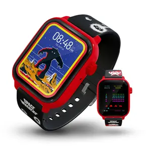 My Play Watch Space Invaders Retro Gaming Smartwatch, Selective Tech, Red Bezel, Non-Connected, Built-in Space Invaders Game, Custom Watch Faces, Classic Arcade Sound, IP67 Rating