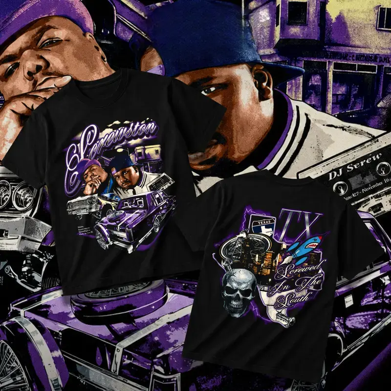 Screwston TX Screwed In The South Heavy Cotton Unisex Graphic T-Shirt Hoodie Houston Rap Hiphop Texas Screwed Up Click DJ Screw 713 Crewneck Tee, Vintage Streetwear Graphic T-Shirt Direct To Garment Breathable Print